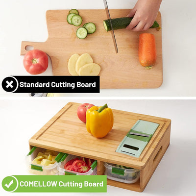 Bamboo Cutting Board with Containers
