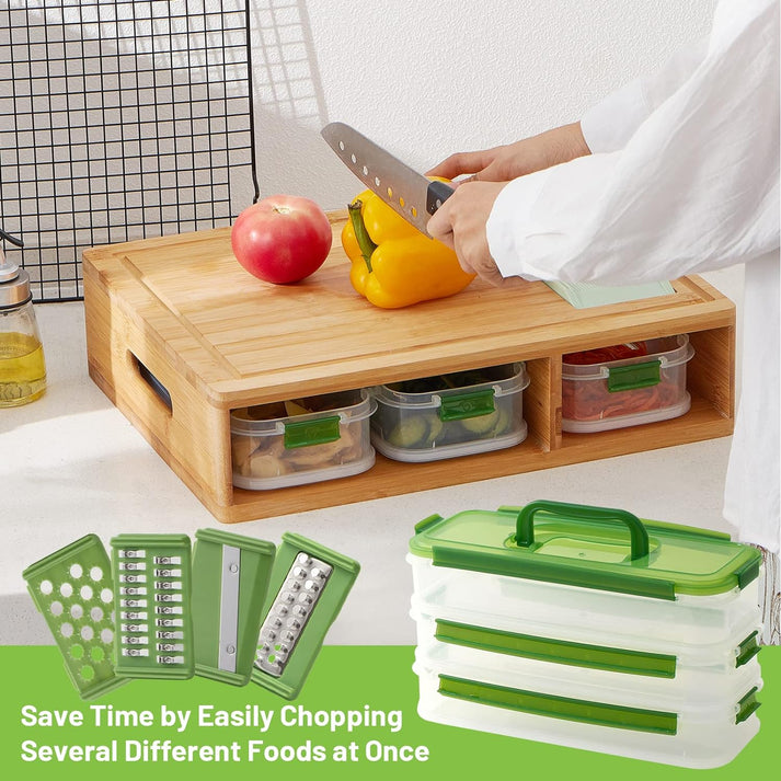 Bamboo Cutting Board with Containers
